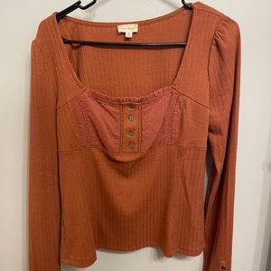 Burnt Orange Long Sleeve Blouse